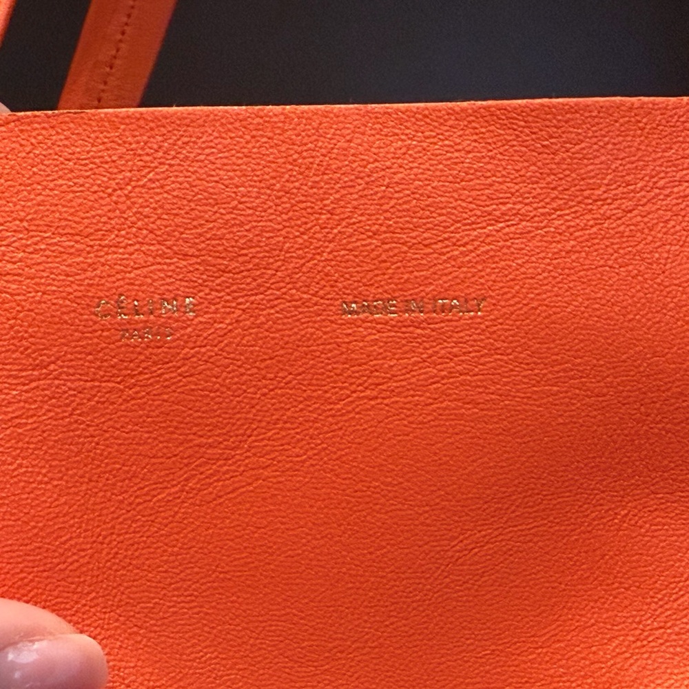 Old Celine, Horizontal Cabas Tote, NEW, two tones - orange/red. - Picture 2 of 9